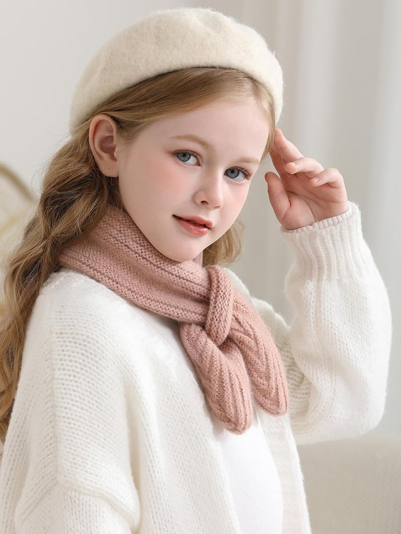 Haloumoning Kids Girls Knit Scarf Toddler Warm Winter Cross Tie Wrap Neck Warmer Cute Scarves 1-14 Years - Image 4